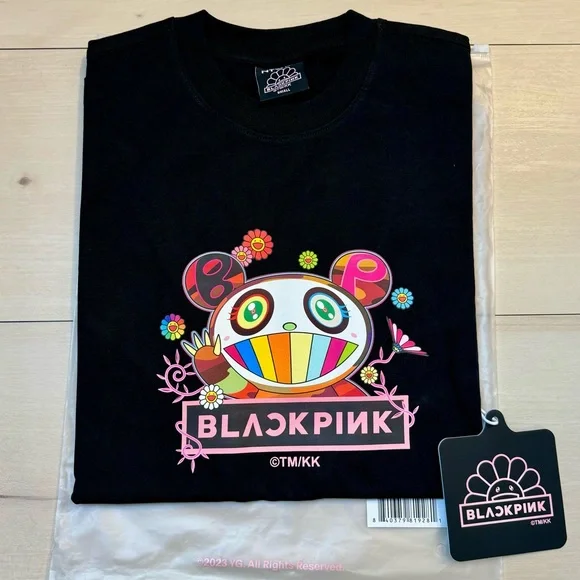 【Takashi Murakami Blackpink】Tokyo Exclusive T-Shirt Black Takashi Murakami x BLACKPINK Signature T-Shirt Vintage Black
